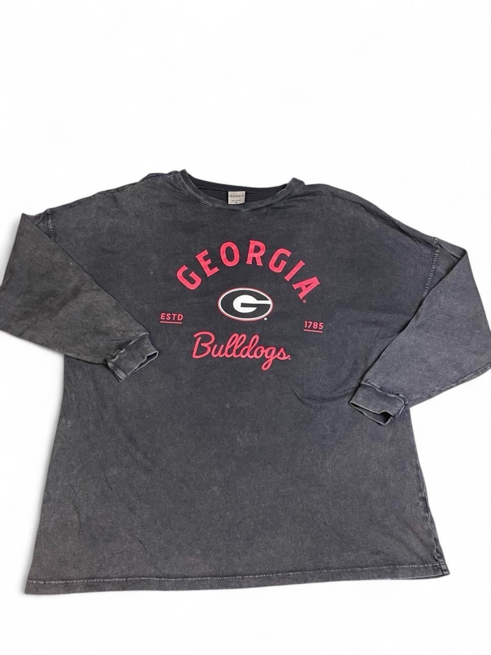 Georgia Bulldogs Distressed Black Long Sleeve Crewneck Size Medium